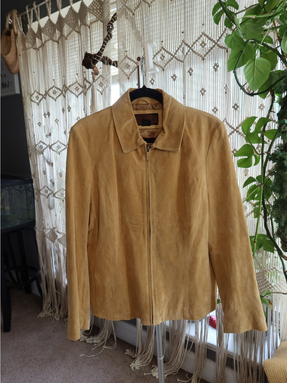 Siena Women’s Suede leather Zip-Front Jacket - Tan L